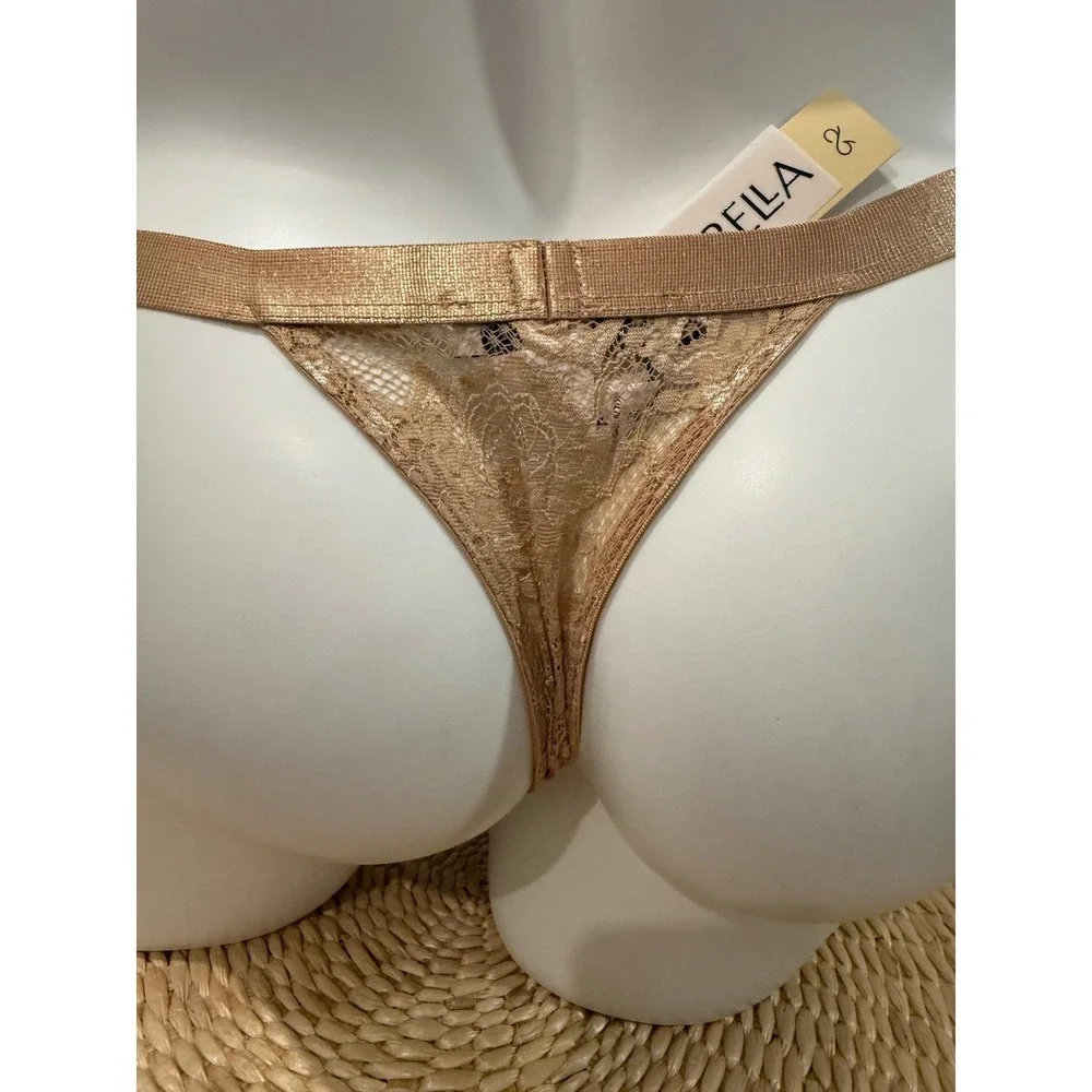 Cosabella Never Say Never Men's Italian Lace Thong Nude Beige Size XL NWT